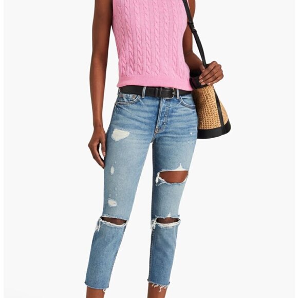 GRLFRND Denim - GRLFRND Karolina distressed high-rise slim-leg straight jeans Size 28